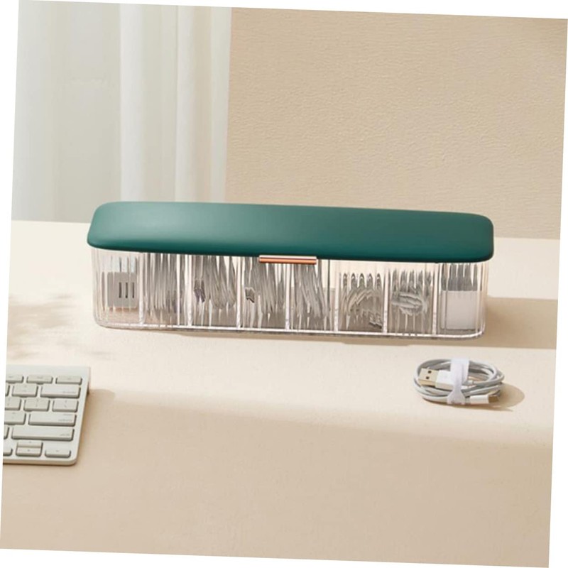 TEHAUX Cable Management Box with Cover Multi Grid Cable Storage