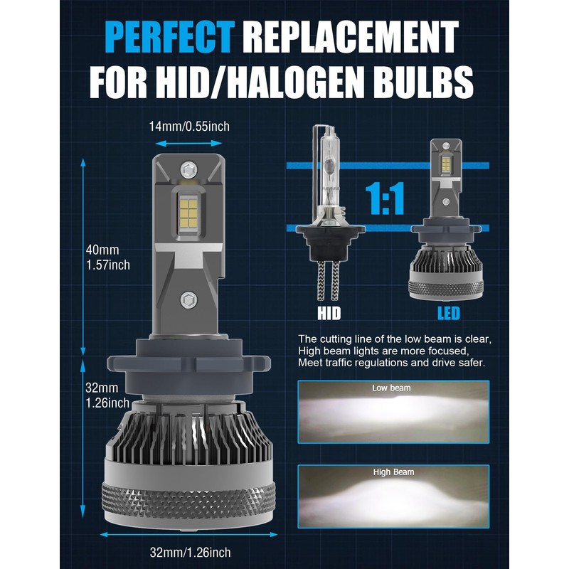 D2H LED Bulbs 110W 30000Lm Super Bright 12V 6500K Cool