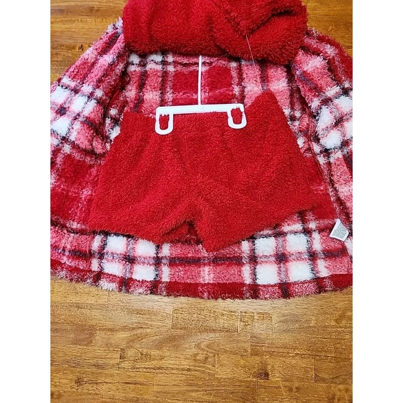 Art Class ART CLASS Girls 3pc PLUSH FLEECE PLAID CARDIGAN,