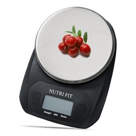 NUTRI FIT Digital Food Scale Small Kitchen Scales Weight in Grams and OZ for Cooking Baking Weight Loss, Stainless Steel Tare & Backlit LCD Display, B
