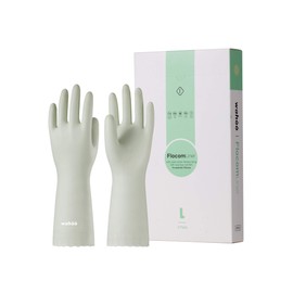 LANON wahoo 3 Pairs Reusable Household Gloves, Skin-friendly Gloves with Flocked Cotton Lining, for Kitchen Work, Household Cleaning and Dishwashing, Light Green, Size S