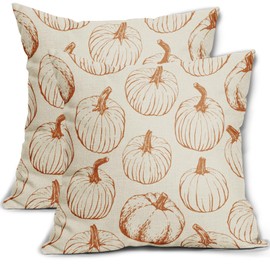 Aytipun Fall Pillow Covers 20x20 Set of 2 Burnt Orange Pumpkin Autumn Harvest Decorative Pillowcases Outdoor Throw Cushion Case Sofa Couch Bed Decor