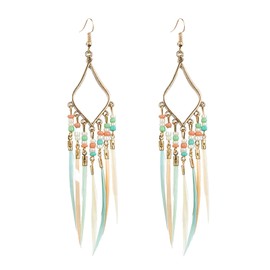 Stocking Stuffers Holiday Outfits for Women 2024 Feather Earrings for Women Dangling Vintage Western Earrings Boho Long Feather Earrings Beaded Tassel Earrings Bohemian Jewelry Gift