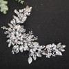 Rumtock Boho Crystals Silver Leaf Headband Wedding Bridal Pearl Headpiece
