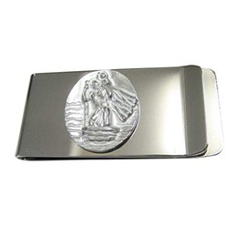 Kiola Designs Silver Toned Oval Saint Christopher Money Clip