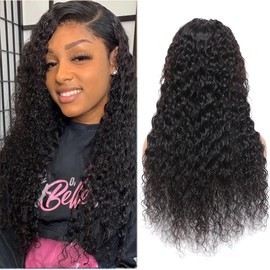 13X6 Lace Front Wigs Human Hair 24 Inch Pre Plucked With Baby Hair HD Transparent Lace 13 By 6 Frontal Wigs Glueless Real Human Hair Water Wave Wigs Unprocessed Brazilian Remy Hair Grade 9A Natural Color