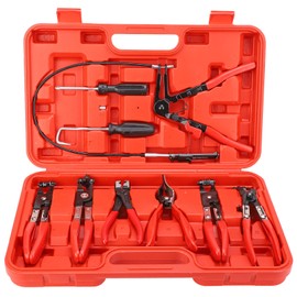 Flexible Hose Clamp Plier Set with Swivel Jaw, 9pcs, Easy Removal Installation, Compact Lightweight, for Car Repair