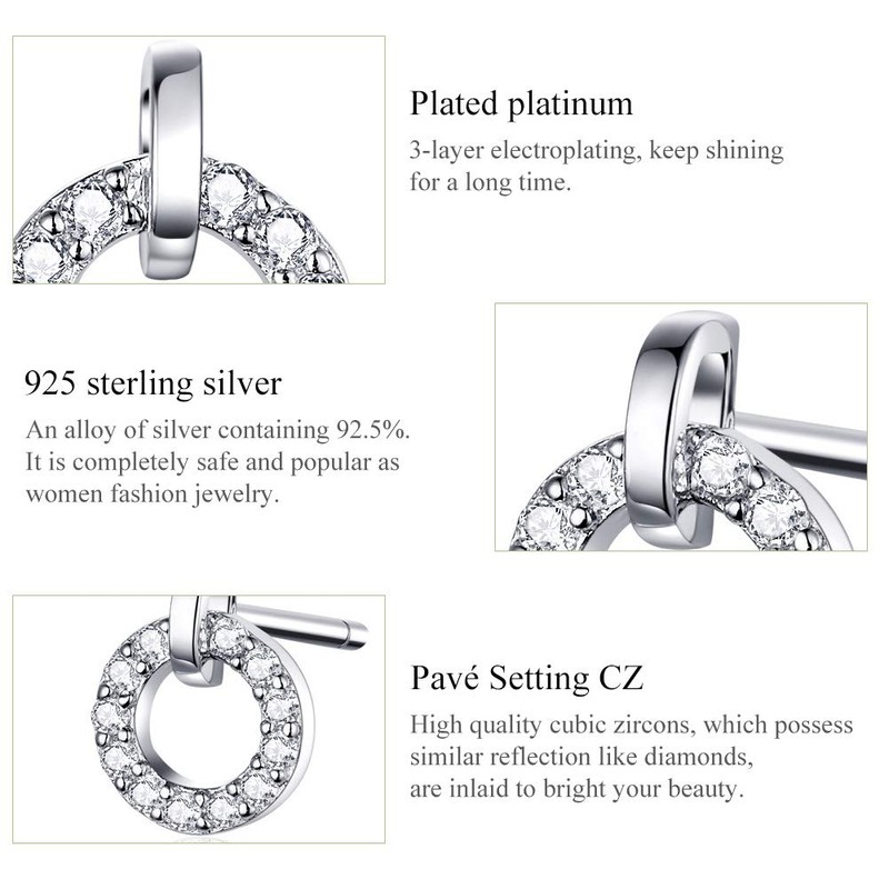 Women Wedding Engagement Statement Jewellery Geometric Circle Round Stud Earrings