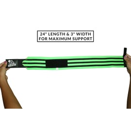 Nordic Lifting Wrist Wraps Super Heavy Duty (1 Pair/2 Wraps) 24" for Weight Lifting | Powerlifting | Gym | Crossfit - Weightlifting Thumb Loop - Men & Women 1 Year Warranty (Green)