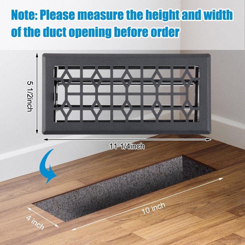 Zonon 4 Pcs Floor Vent Cover 4 x 10 Inch