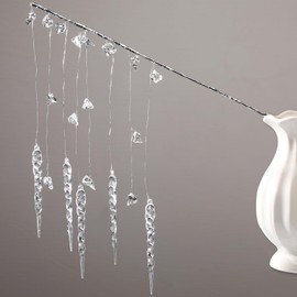 Seeloowy 6 Pack Crystal Drop Picks for Christmas Tree 23 Inch Crystal Christmas Tree Hanging Decorations Clear Beaded Icicle Drop Artificial Flower Twigs Picks for Winter Holiday Wedding Party Decor