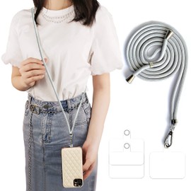 Tzciz Smartphone Strap, Neck Strap, Shoulder Strap, Crossbody Strap, Nylon, Metal Buckle, 0.4 oz (10 g) Load Capacity, Adjustable Length, Easy to Put On and Take Off, Prevents Losing Items, Drop Prevention, Compatible with All Models, 1 Neck Strap + 2 Tr