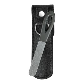 2 Pack Stainless Steel Metal Nail File with Double Sided Grit - Portable, Travel-Friendly with Leather Case (2 Pack Gunmetal/Black)