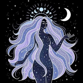 CafePress Celestial Serenity: Mother Earth, Moon, And Stars Polyester Tote Bag 16"x16"