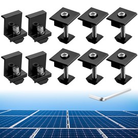 Anbte Solar Panels Mounting Kit, Aluminium Solar Panel Clamps 40mm Solar Panel Mounting Brackets Solar Panel Brackets Connector for Metal Roof, Tin Roof, Flat Roof, Sheet Roof, Black