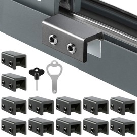 Sliding Window Locks (12 Sets), Security Window Locks with Keys, Adjustable Aluminum Sliding Window Stops, Easy Installation Without Drilling, for Vertical and Horizontal Sliding Windows