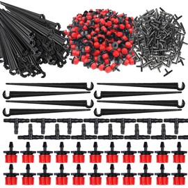 300 Pieces Adjustable Micro Drip Dripper Drip Irrigation T Connector Garden Hose Attachment Anchor Garden Irrigation System Set Drip Irrigation
