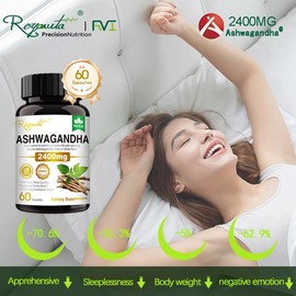 Royavita Ashwagandha Capsules 2400mg – Natural Stress Relief, Sleep Support, Mood & Metabolism Booster – 60 Capsules