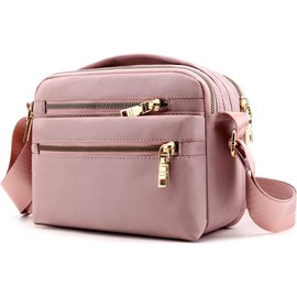 MULTIONS Women's Crossbody Bag, Multi Pocket Messenger Bag Shoulder Bag Travel Bag Handbags for Men&Women Suitable Shopping Travel Appointment Hiking Daily (M,Pink)