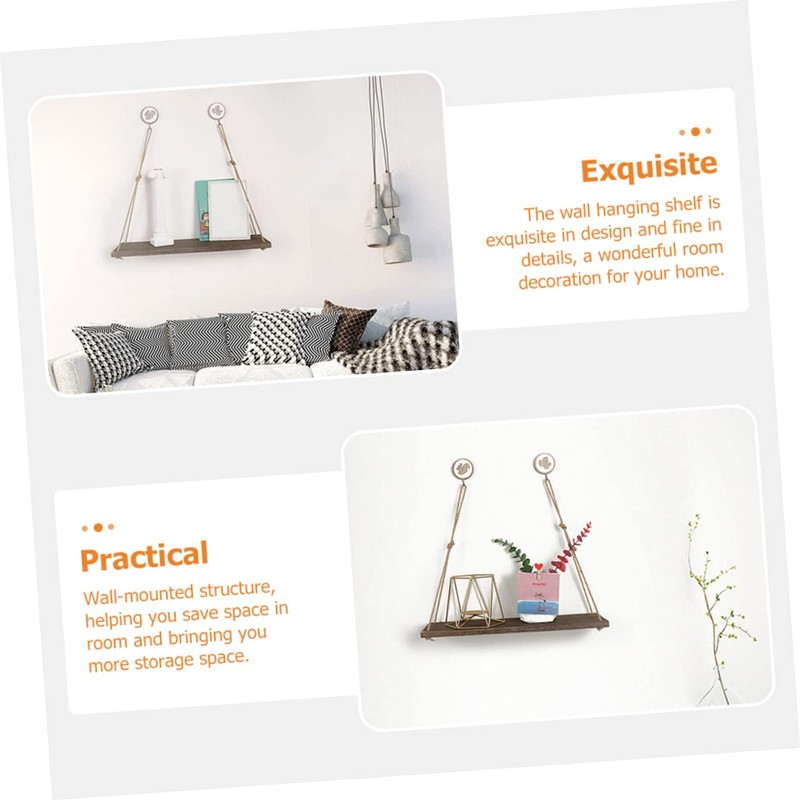 WOONEKY Floating Shelves Home Decor Wall Rustic Hanging Planter Shelf