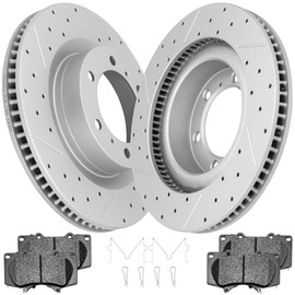 ACB ZONE Ceramic Brake Pads and Rotors Kit Front Drilled Slotted Vented Rotors and Brakes for 2010 2011 2012 2013 2014 2015 2016 2017 2018 2019 Lexus Gx460 2010-2020 Toyota 4Runner