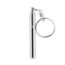 2 en 1 Extensible Pluma de Anillo Multifuncional Pluma Portátil Telescópica de Llavero de Acero Inoxidable