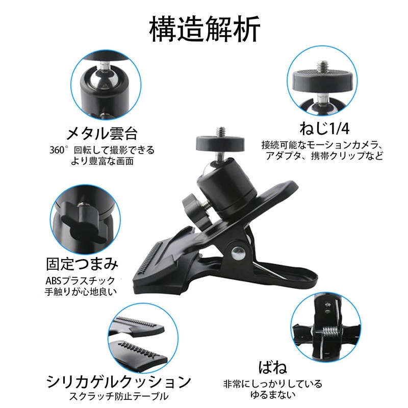 LUYING Cloud Head Clip, Strong 1/4 Screw, 360°, Can Be