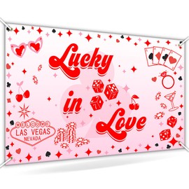 Avezano Las Vegas Bachelorette Backdrop Lucky in Love Banner Red Casino Theme Bachelorette Party Decorations Casino Bachelorette Party Banner for Photoshoot 70.8 x 43.3 Inch