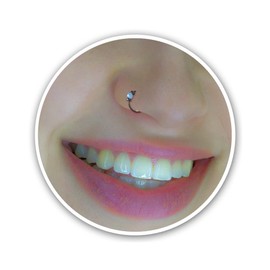 Black Nose Ring – 925 Black Silver 24G 7mm Hoop 2mm Blue Opal – Cute Jewelry Piercing Gift For Your Loved One