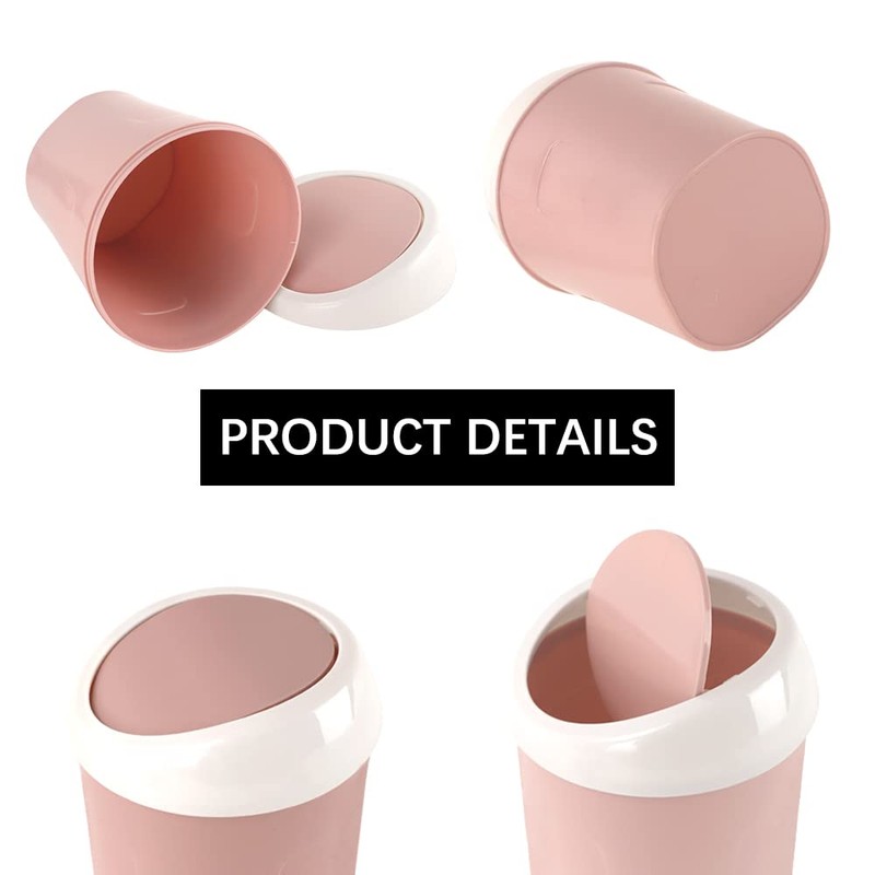 QLFJ-FurDec 2PCS Plastic Mini Wastebasket Bathroom Bins with Swing Lid