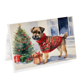 Caroline's Treasures DAC1274GCA7P Border Terrier Christmas Greeting Cards and Envelopes Pack of 8 Blank Cards with Envelopes Whimsical A7 Size 5x7 Blank Greeting Cards