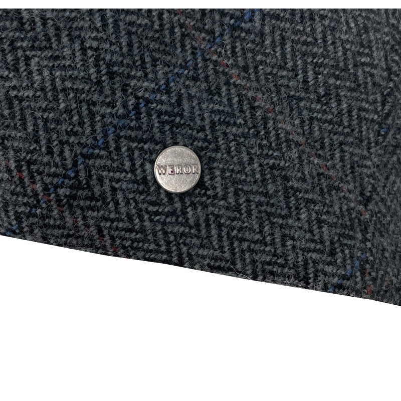 WEROR WEROR-380.1 Men's Flat Cap Peaked Cap Herringbone, charcoal