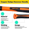 WEDO Copper Sledge Hammer with Fiberglass Handle,Long Straight Handle,Length 400mm(16"),5lb