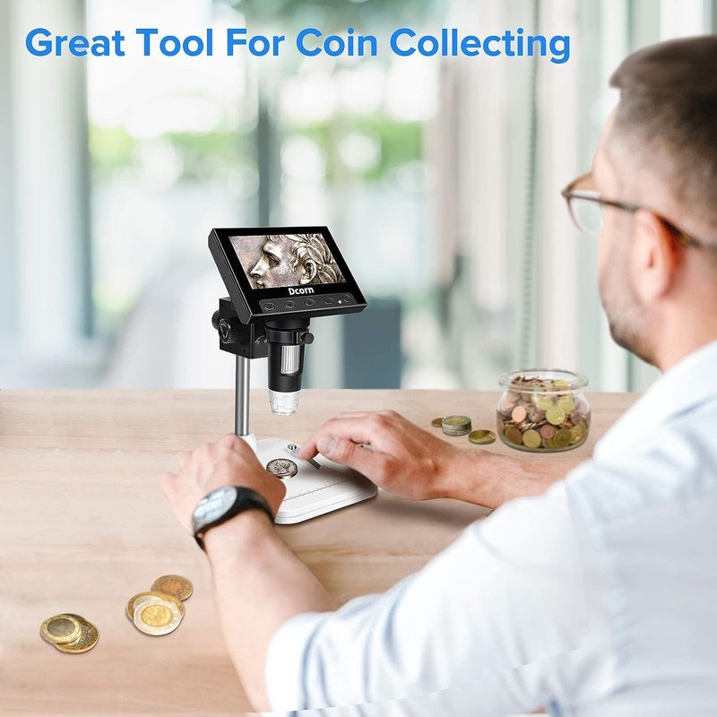 Coin Microscope, Dcorn 4.3" LCD Digital Microscope for Coin Collection