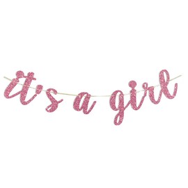 It's A Girl Banner Pink Glitter Baby Shower Party Pregnant AF 1st Birthday Party Decorations Supplies