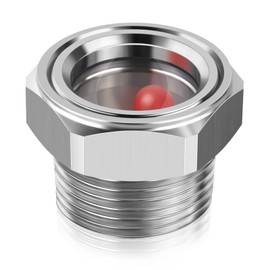 Boltigen Stainless Steel Oil Sight Glass with Float Ball, 3/4'' NPT Compressor Sight Glass, Clear Oil Level Sight Window Indicator, Site Glass Replacement for Air Compressor Tank Liquid Sight Plug