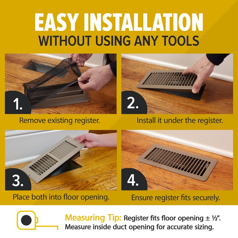 Floor Register Trap/Cover - Screen for Home Air Vent Filters