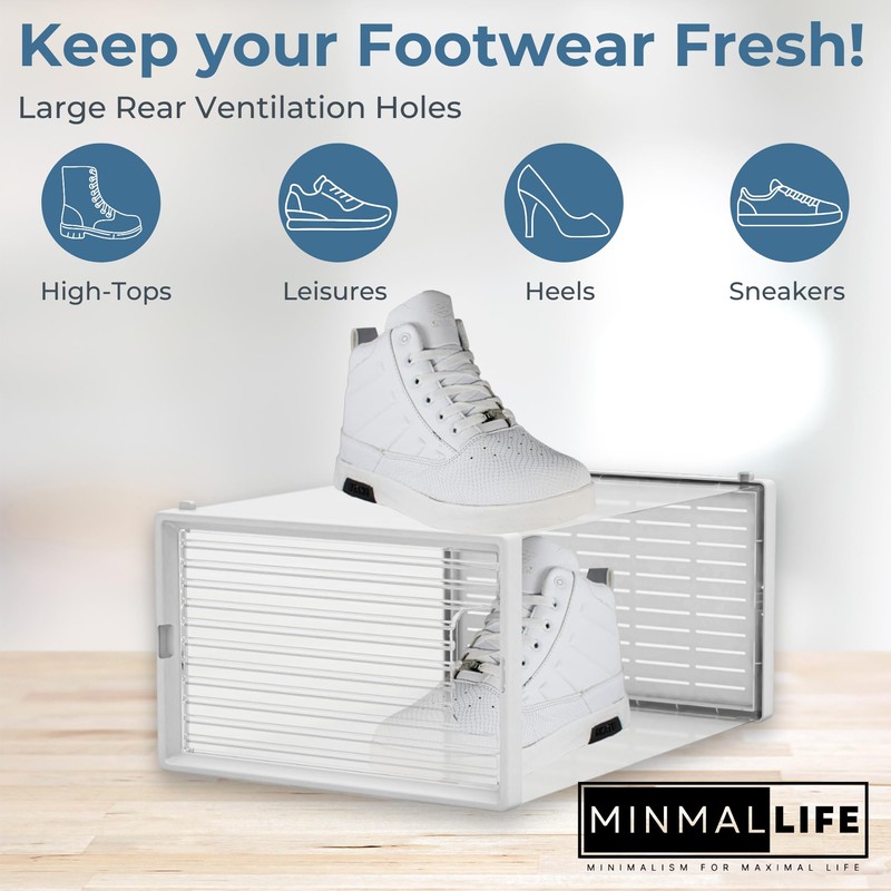 Minmallife Crystal Clear Container - 6 Pack Shoe Boxes Clear