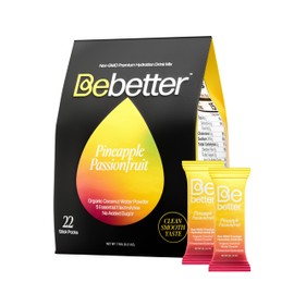 BeBetter Premium Electrolytes Powder Packets | Electrolyte Drink Mix | Organic Coconut Water | No Artificial Flavors | Hydration Packets | Zero Sugar | non-GMO | 22 Sticks (Pineapple and Passionfruit)