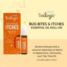 Oilogic Bug Bite Itch Roll-On Essential Oil for Kids - 100% Pure Essential Oils for Soothing Skin - Gentle, Kids-Safe Formula for Toddlers & Children, Indoor & Outdoor Use, 9ml