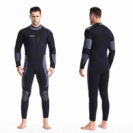 ZCCO Men's 5mm Neoprene Wetsuit - Ultra Stretch Full Body Diving Suit with Front Zip for Snorkeling, Scuba Diving, Swimming and Surfing(MF502-M)