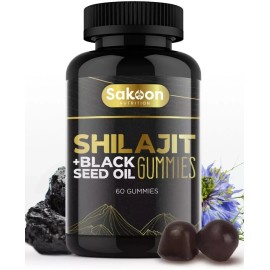 Sakoon nutrition Pure Shilajit Gummies with Black Seed Oil - Energy Boost, Immune Support - 60Pcs