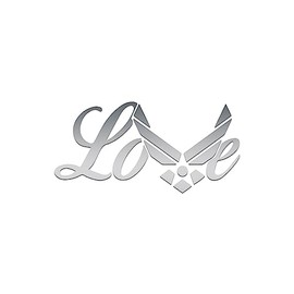 Love Air Force Vinyl Decal Notebook Car Laptop 5.5" x 2.75" (Silver)