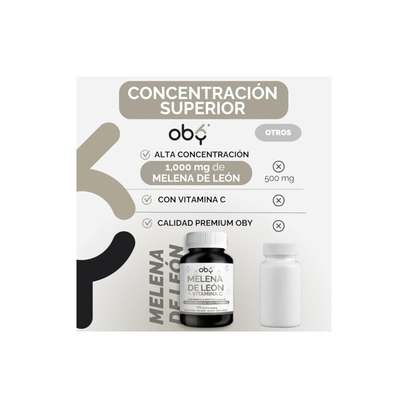 Oby Melena de Leon 1000mg Max Potenciado con Vitamina C