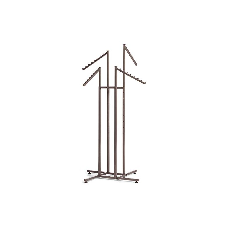 SSWBasics 4-Way Clothes Rack with Slant Arms - Raw Steel