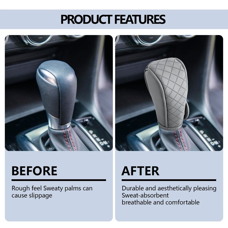 Leather Gear Shift Cover,Anti-Slip Car Shift Knob Cover for Shift