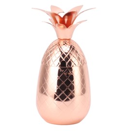 Cocktail Shaker Pineapple Shape Stainless Steel Polished Smooth Surface 500ml for Home Bar Rose Gold