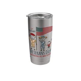 Veterans Day Shirt USA American Flag Military Family Son Kid Stainless Steel Insulated Tumbler