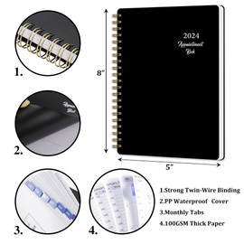 2024 Diary A5 Week to View - Diary 2024 Weekly & Monthly Appointment Planner,Jan-Dec,Monthly Tabs,30 Minute Intervals.Boost Productivity and Stay Organized