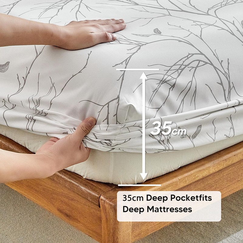 Tokokimo Double Duvet Cover Set 4PCS Bedding Set with Fitted